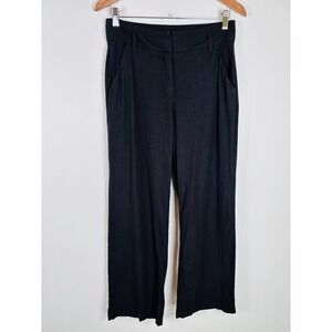 Rachel Zoe Womens Size 6 Wide Leg Linen Blend Pants Black High Waist